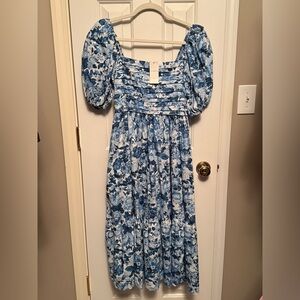 Abercrombie & Fitch Emerson Poplin Puff Sleeve Midi Dress
